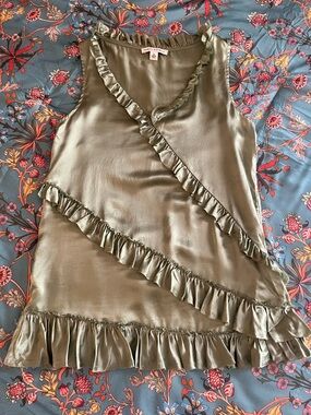 Banana Republic Olive Ruffle Collar Top